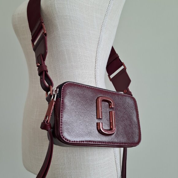 Marc Jacobs Snapshot DTM Crossbody Wine Burgundy Red Leather Camera Bag Oxblood - Picture 2 of 12